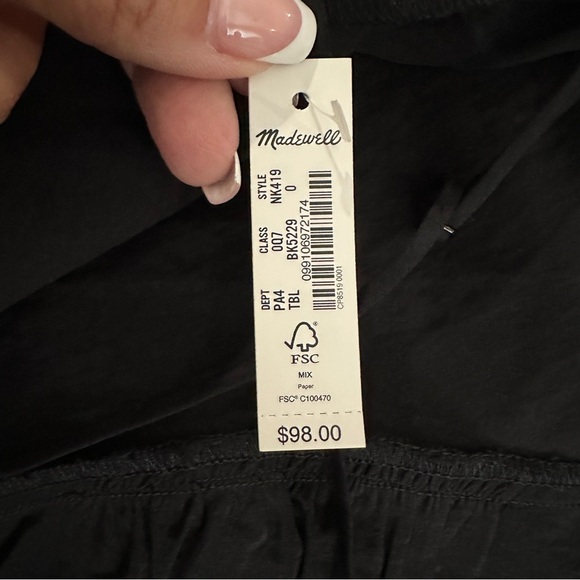 Madewell Crisscross Back Black V-neck Slip Midi Dress Size 0 (NWT) - Picture 10 of 14